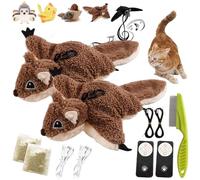 Piper Tomi Cat Toy, Pipertomi Cat Toy, Flapping Bird Cat Toy with Remote, Interactive Flapping Chirping Bird Cat Toy, Simulated Chirping Bird Cat Toy, Rechargeable, Touch Activated (2PCS,Sugar quoll)