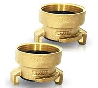 PipeSan Acoplamiento rápido Geka 1 ¼" - Set de 2 piezas de latón - Rosca hembra - Con junta incluida - Compatible con Gardena - Agua potable - Certificado para 10 bar & 120 °C