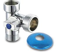 PipeSan - Válvula angular de 3 vías M1/2 - F1/2 - M3/4 en latón cromado CW617N - flujo simultáneo (sin conmutación) para lavadora, grifo - resistente a 10 bar y 120 °C - instalación fácil