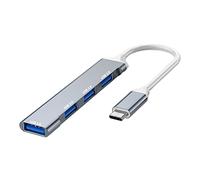 Pipestation Adaptador USB-C Hub 4 en 1 | Hub USB tipo C de aluminio | Adaptador USB C a USB A con 4 puertos USB | Adaptador multipuerto para PC Mac Pro Mac Air y más | Adaptador multipuerto portátil