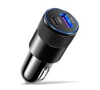 Pipestation® Cargador de coche USB C | Puerto USB-C y USB 3.1 | Adaptador USB para encendedor de cigarrillos compatible con iPhone 14 13 12 11 Pro Max XR XS Samsung Galaxy S22 S21 S20 Note Smartphones