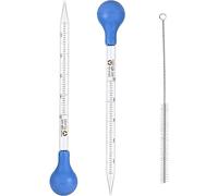 Pipeta de cristal, pipeta de 10 ml, pipeta de cristal, 2 pipeta de transferencia, cuentagotas de cristal, pipeteadora de medición, pipetas medidoras con cepillos, pipeta de goteo líquidos, para