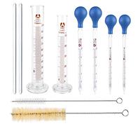 Pipetas Cuentagotas, 4 Piezas Cuentagotas De Pipeta Graduado 5ml Y 10ml, Cilindros De Medición 100ml Y 50 Ml Con Pincel Y Varilla Agitadora Para Laboratorio, Medicina, Escuela, Tubo De Ensayo