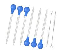 Pipetas de 10 ml 6 Piezas Cuentagotas Graduadas de Vidrio con Bombilla de Succión de Goma, Glass Pipette con Cepillo de Limpieza para Experimentos Clases en la Escuela Jabón Artesanal DIY