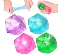 Pipihome 4Pcs Diamante Pelota Antiestres, Squishy Toys Bola , Mini Juguetes Sensoriales, Squeeze Bolas para Niños y Adultos Aliviar la Ansiedad, Regalos Cumpleaños Colegio Niños (A)
