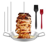 Pipihome Brocheta vertical, Kebab De Acero Inoxidable con 3 Picos De Repuesto Para Barbacoa, Pincho Doner Kebab Para Pavo, Kebab (A)