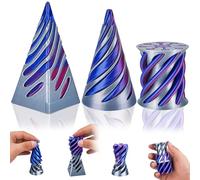 Pipihome Escultura de Paso de Pirámide Imposible, Juguete Antiestrés de Cono en Espirals Impreso en 3D, Juguete Giratorio Infinito para Aliviar el Estrés para Adultos y Niños (Blue)