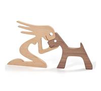Pipihome Estatua Familiar de Madera para Perro, Gato, Faderr Adornos de Escultura, Familia Y Perrito Escultura para Amantes del Perro (A)