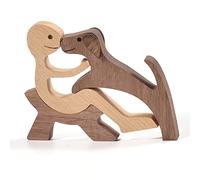 Pipihome Estatua Familiar de Madera para Perro, Gato, Faderr Adornos de Escultura, Familia Y Perrito Escultura para Amantes del Perro (C)