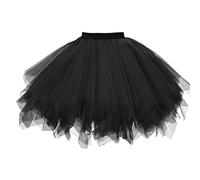 Pipihome Falda de Tutú para Mujer, Vintage de los Años 50 Tutu Elastico Tul para Adulto Adolescente Tutú Disfraz de Carnaval Disfraz (FR/ES, Medida de la Cintura, 32, Regular, Regular, Black)