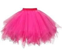 Pipihome Falda de Tutú para Mujer, Vintage de los Años 50 Tutu Elastico Tul para Adulto Adolescente Tutú Disfraz de Carnaval Disfraz (FR/ES, Medida de la Cintura, 32, Regular, Regular, Rose Red)