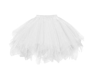 Pipihome Falda de Tutú para Mujer, Vintage de los Años 50 Tutu Elastico Tul para Adulto Adolescente Tutú Disfraz de Carnaval Disfraz (FR/ES, Medida de la Cintura, 32, Regular, Regular, White)