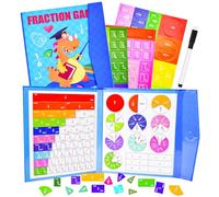Pipihome Fraction Manipulativas, Montessori Magnetic Book Fraction Puzzle for Children, Matematica Montessori, Juegos Educativos 6 9 Años, Libro de Fracciones Magnéticas (Dinosaurio)
