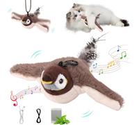 Pipihome Juguetes para Gatos,Juguetes Gatos Interactivos,Pajaro Eléctrico Volador Juguete para Gatos,Juguete Interactivo Gato de Hierba Gatera con Control Remoto por USB con 3 Niveles Ajustables. (A)