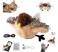 Pipihome Juguetes para Gatos,Juguetes Gatos Interactivos,Pajaro Eléctrico Volador Juguete para Gatos,Juguete Interactivo Gato de Hierba Gatera con Control Remoto por USB con 3 Niveles Ajustables. (A)