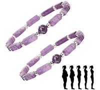 Pipihome Pulsera de terapia magnética de amatista, piedras preciosas de pérdida de peso para combatir la ansiedad