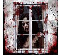 Pipihome Tenda per Finestra di Halloween, 120X80cm Decorazioni Halloween Finestre, Cortinas dehalloween Espelumantes per Esterno Casa Tende da Giardino e Cortile