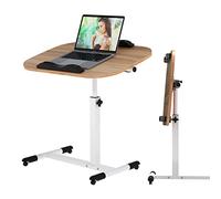 PIPIPOXER 60x40cm Escritorio con Ruedas, Mesa Ordenador con Bandas Antideslizantes, Mesa Auxiliar Plegable Escritorio Móvil Regulable en Altura 65-91cm, Mesa Escritorio Plegable para Hogar, Madera