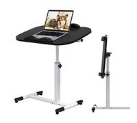 PIPIPOXER 60x40cm Escritorio con Ruedas, Mesa Ordenador con Bandas Antideslizantes, Mesa Auxiliar Plegable Escritorio Móvil Regulable en Altura 65-91cm, Mesa Escritorio Plegable para Hogar, Negro