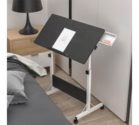 PIPIPOXER Mesa de ordenador plegable de 80 x 40 cm con ruedas, mesa para portátil con altura ajustable de 64 a 89 cm, escritorio mesa de ordenador mesa de pie móvil mesa sobre cama 360°, mesa auxiliar