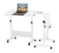 PIPIPOXER Mesa para Ordenador con Ruedas, Plegable y Altura Regulable 64-89 cm, 80 x 40 cm, Mesa Alta 360°, Auxiliar, Color Blanco