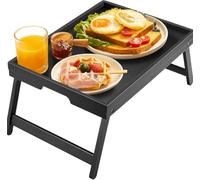 Pipishell - Bandeja de cama con patas plegables para desayunar en la cama o como bandeja de plato (Negro)