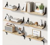 Pipishell Juego de 6 Estantes Flotantes de Madera para Decoración: Estantes Rústicos para Dormitorio o Baño, Perfectos para Libros