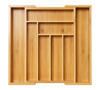 Pipishell Organizador Cajones Cocina, Cubertero Extensible y Ajustable para Cocina, Dormitorio y Sala de Estar - Bambú Sostenible