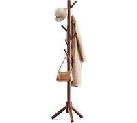 Pipishell Perchero de madera resistente, 3 tamaños ajustables con 8 ganchos, perchero para pasillo, entrada, sombrero para ropa, utilizado en dormitorio/oficina/pasillo/entrada, marrón