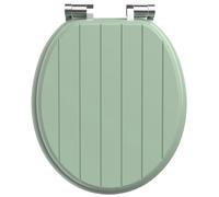 Pipishell tapa wc de Madera en Forma de O con Mecanismo de Cierre Suave y Bisagras de Metal Liso, tapadera wc universal de MDF de Cierre Lento, Fácil Montaje y Limpieza (Verde)
