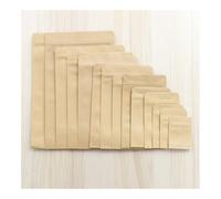 pipisweet 100 bolsas de papel kraft marrón con cremallera para regalo, bolsas de papel de aluminio, bolsas de embalaje de alimentos, bolsas de café con cierre hermético (13 x 18,5 cm)