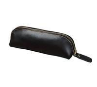 pipisweet 2 estuches de cuero vintage para lápices, artículos de papelería, estuche de almacenamiento con cremallera, estuche para lápices, gafas, suministros escolares, Black, Talla única
