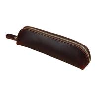 pipisweet 2 estuches de cuero vintage para lápices, artículos de papelería, estuche de almacenamiento con cremallera, estuche para lápices, gafas, suministros escolares, café, Talla única