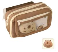 pipisweet 2 estuches grandes para lápices Capybara de dibujos animados con broches, pegatinas, clips, llaveros, estuche para bolígrafos para niños (con muñeca), a, Talla única