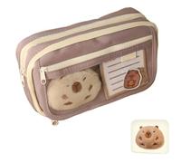 pipisweet 2 estuches grandes para lápices Capybara de dibujos animados con broches, pegatinas, clips, llaveros, estuche para bolígrafos para niños (con muñeca), d, Talla única