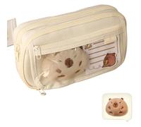 pipisweet 2 estuches grandes para lápices Capybara de dibujos animados con broches, pegatinas, clips, llaveros, estuche para bolígrafos para niños (con muñeca), b, Talla única
