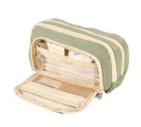 pipisweet 2 estuches multicapa de gran capacidad, una simple caja de papelería multiusos para estudiantes y bolsa de almacenamiento de maquillaje, Green, Talla única