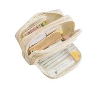 pipisweet 2 estuches para lápices estéticos para niñas, estuche escolar para bolígrafos, artículos de papelería, estilo simple, con cremallera, suministros escolares, beige, Talla única