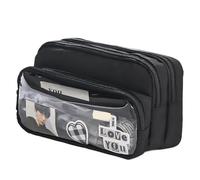 pipisweet 2 estuches transparentes para estudiantes, grandes, multifuncionales, prácticos, para guardar artículos de papelería, Black, Talla única