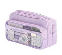 pipisweet 2 estuches transparentes para estudiantes, grandes, multifuncionales, prácticos, para guardar artículos de papelería, Purple, Talla única