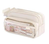 pipisweet 2 estuches transparentes para estudiantes, grandes, multifuncionales, prácticos, para guardar artículos de papelería, beige, Talla única