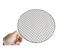 pipisweet 304 de acero inoxidable redondo coreano barbacoa parrilla parrilla de malla de acero asado barbacoa parrilla de carbón janpanese barbacoa red con mango (28cm)