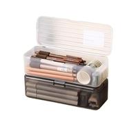 pipisweet Caja de almacenamiento de gran capacidad de plástico transparente, estuche multifunción para estudiantes, Blanco-l, Talla única