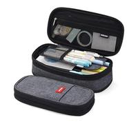 pipisweet Estuche de gran capacidad para estudiantes, estuche para lápices, estuche para niñas, niños, oficina, papelería, organizador de suministros escolares, Black, Talla única