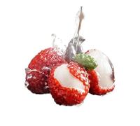 pipisweet Té de litchi de resina que cambia de color, accesorios de té para mascotas, hogar, oficina, frutas, decoración, juguete de juego (tipo 3)