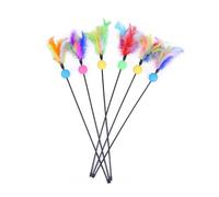 pipisweet Varilla de juguete interactiva divertida con campana y plumas para gatos, vara de alambre para mascotas, varita, juguete de color aleatorio (3)
