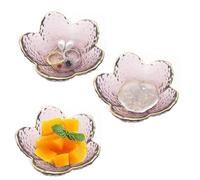 PIPITA 3 cuencos transparentes de cristal para salsas, postres, postres, aperitivos, salsa de soja, vinagre (rosa)