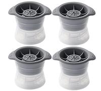 PIPITA 4 moldes para Hacer Bolas de Hielo,7cm Bandeja de Hielo en forma Redonda Grande, Diseño Doble a Prueba de Fugas con Anillo de Presión, Ideal para Whisky o Cualquier otra Bebida