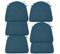 PIPOEI Cojín de Silla Cojines de Silla de jardín, Herradura Antideslizante semicircular con Cintas para Interior al Aire Libre Home Office Cocina Blue,6 Pack