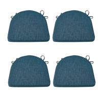 PIPOEI Cojín de Silla Cojines de Silla de jardín, Herradura Antideslizante semicircular con Cintas para Interior al Aire Libre Home Office Cocina Blue,4 Pack